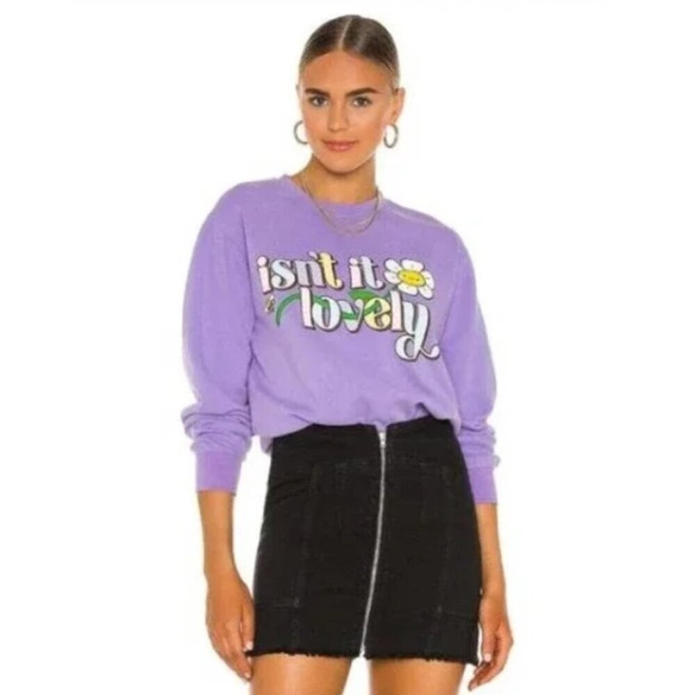 NEW by Samii Ryan Purple ISN'T IT LOVELY Sweatshirt Size Small